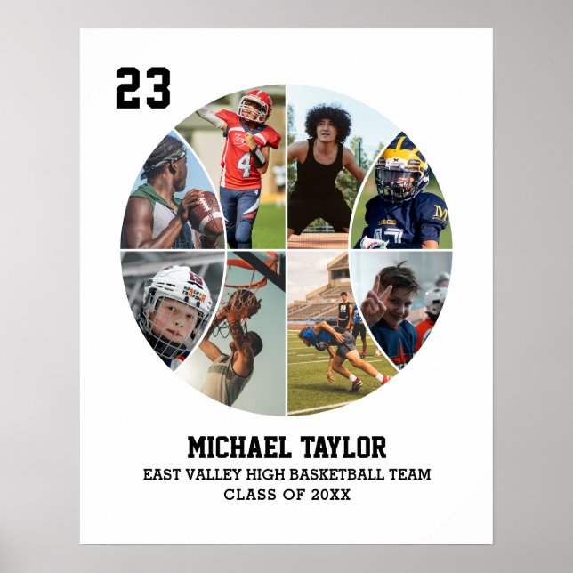 Basketballteam Hochrangiger Abschluss FotoCollage Poster (Vorne)