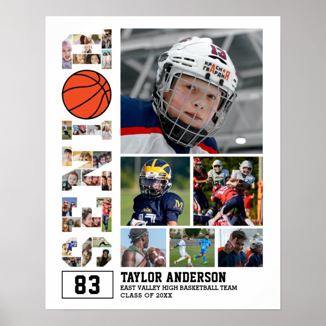 Basketballteam Hochrangiger Abschluss FotoCollage Poster (Vorne)