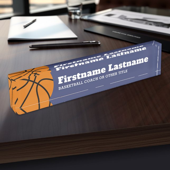 Basketballtrainer oder Lehrer für physische Bildun Namensplakette (Personalized Sports Name Plate - Great for a Coach)