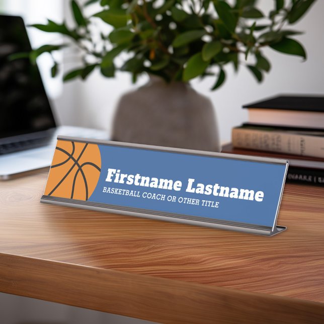 Basketballtrainer oder Lehrer für physische Bildun Schreibtischnamensplakette (Personalized Sports Theme Desk Name Plate - Great Coach Appreciation Gift or Locker room Decor)