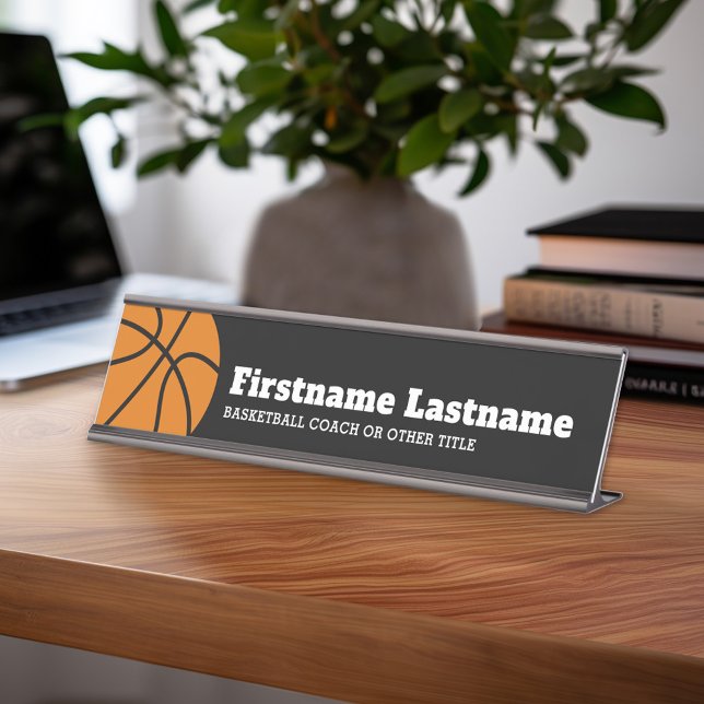 Basketballtrainer oder Lehrer für physische Bildun Schreibtischnamensplakette (Personalized Sports Theme Desk Name Plate - Great Coach Appreciation Gift or Locker room Decor)