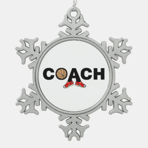 Basketballtrainer Schneeflocken Zinn-Ornament