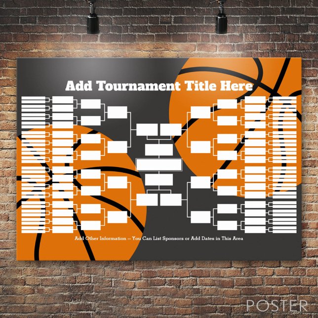 Basketballturnier - 64 Mannschaften Poster (Custom Tournament Bracket)