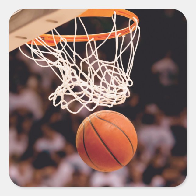Basketballwertung Quadratischer Aufkleber (Vorderseite)