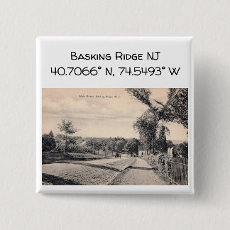 Basking Ridge NJ Kartenkoordinate 1906 im Vintage- Button