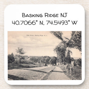 Basking Ridge NJ Kartenkoordinate 1906 im Vintage- Getränkeuntersetzer