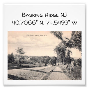 Basking Ridge NJ Map Coordinate 1906 Vintag Style Fotodruck