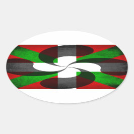 Baskische Flagge und Kreuz Ovaler Aufkleber