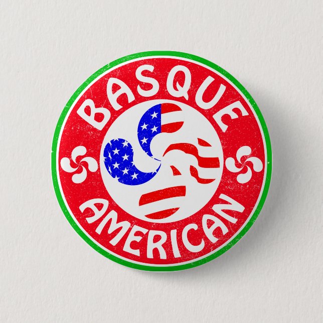 Baskisches Amerikaner Euskara Lauburu Kreuz Button (Vorderseite)