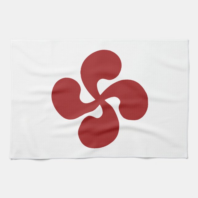 Baskisches Kreuz rotes Lauburu Geschirrtuch (Horizontal)