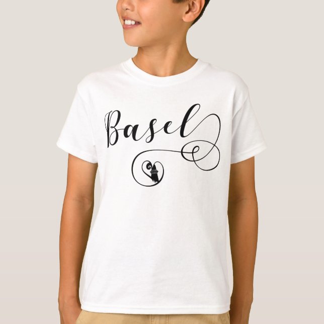 Basler Flaggenherz, Schweiz T-Shirt (Vorderseite)