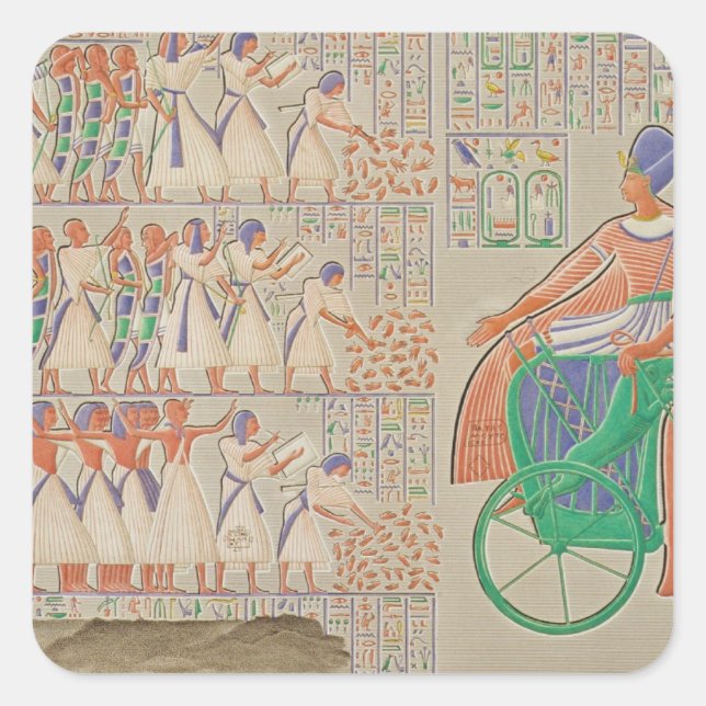 Basrelief in Medynet-Abou, Königspalast Quadratischer Aufkleber (Vorderseite)