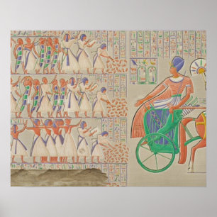 Basrelief in Medynet-Abou, Palast der Könige in Poster