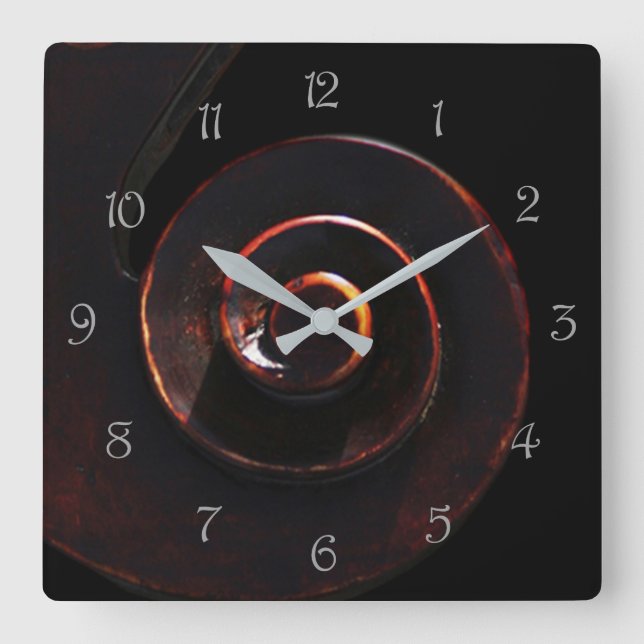Bass 2 Gray Script Numbers Wccer Quadratische Wanduhr (Vorderseite)