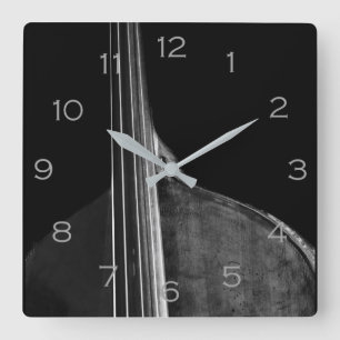 Bass 5 graue Zahlen WC Quadratische Wanduhr