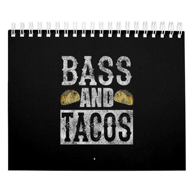 Bass And Tacos Funny Taco Bass Guitar Distressed Kalender (Titelbild)