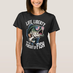 Bass-Angeln 4. Juli Fisch Amerikanische Flagge B T-Shirt