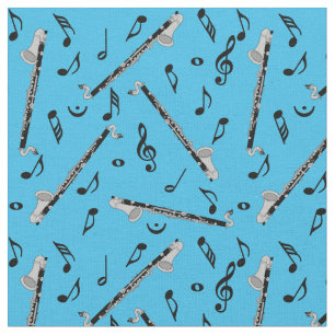 Bass Clarinet Black Musiknoten Stoff