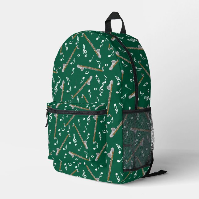 Bass Clarinet Musiknote Muster Bedruckter Rucksack (Rückseitige Ecke Rechts)