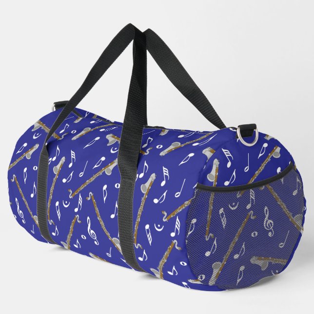 Bass Clarinet Musiknote Muster Duffle Bag (Rechte Ecke)