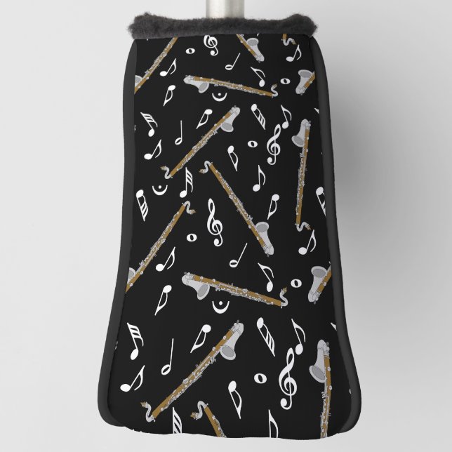 Bass Clarinet Musiknote Muster Golf Headcover (Rotieren 90)