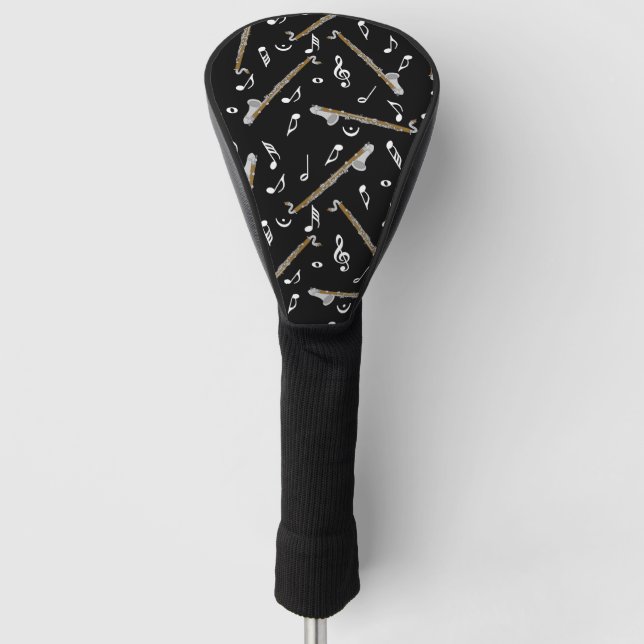 Bass Clarinet Musiknote Muster Golf Headcover (Vorderseite)