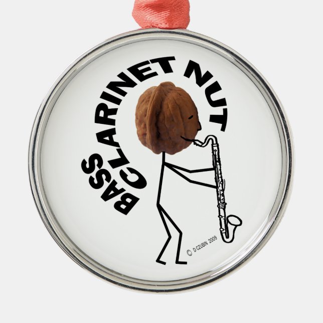 Bass Clarinet Nut Silbernes Ornament (Vorne)