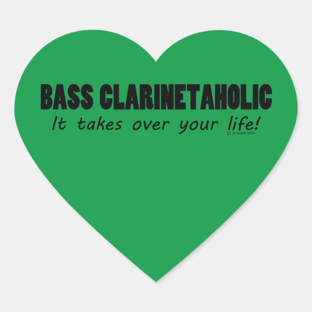 Bass Clarinetaholic Life Heart Sticker (Vorderseite)