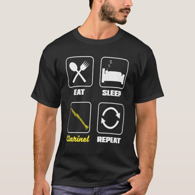 Bass Clarinettist Klarinette Player Eat Slee T-Shirt (Vorderseite)