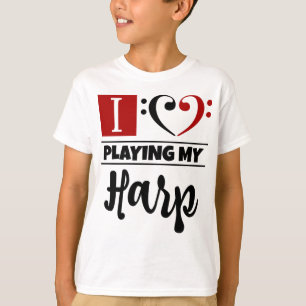 Bass Clef Heart I Liebe spielen meine Harfe T-Shirt