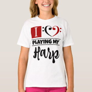 Bass Clef Heart I Liebe spielen meine Harfe T-Shirt
