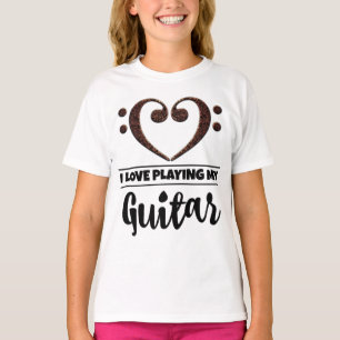 Bass Clef Heart Liebe Gitarre spielen T-Shirt