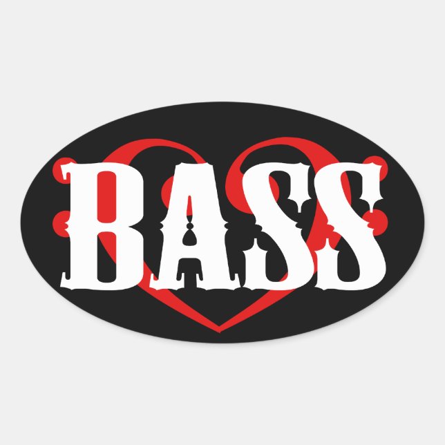 Bass Clef Heart Ovaler Aufkleber (Vorderseite)