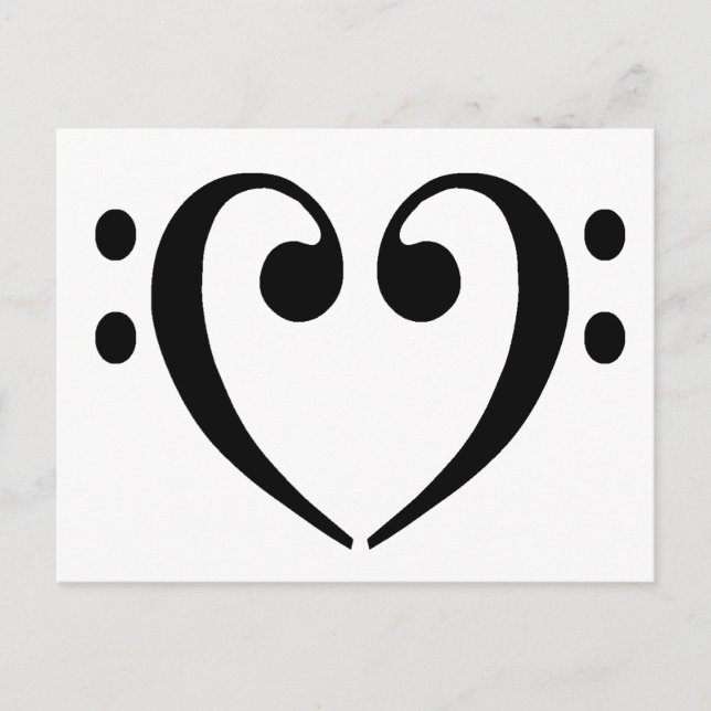 Bass Clef Heart Postkarte (Vorderseite)