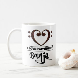 Bass Clef Herz I Liebe spielen mein Banjo Kaffeetasse