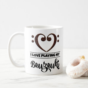 Bass Clef Herz I Liebe spielen meine Bouzouki Kaffeetasse