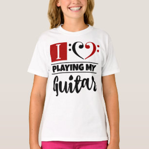 Bass Clef Herz I Liebe spielen meine Gitarre T-Shirt