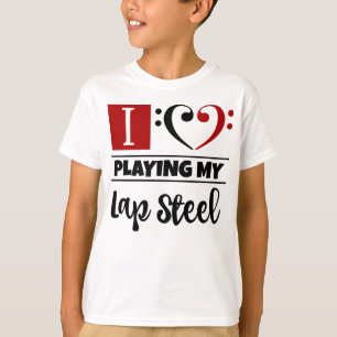 Bass Clef Herz I Liebe spielen meine Lap Steel T-Shirt