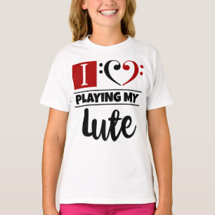 Bass Clef Herz I Liebe spielen meine Lute T-Shirt