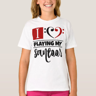 Bass Clef Herz I Liebe spielen meine Santoor T-Shirt