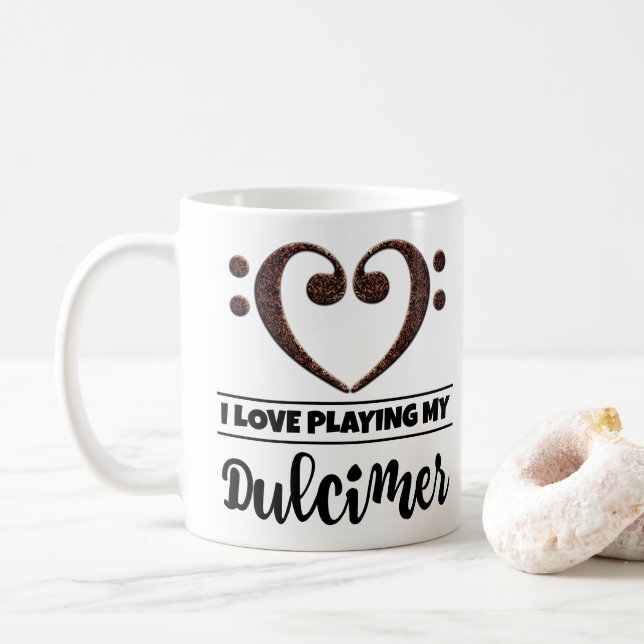 Bass Clef Herz I Liebe spielen meinen Dulcimer Kaffeetasse (Mit Donut)