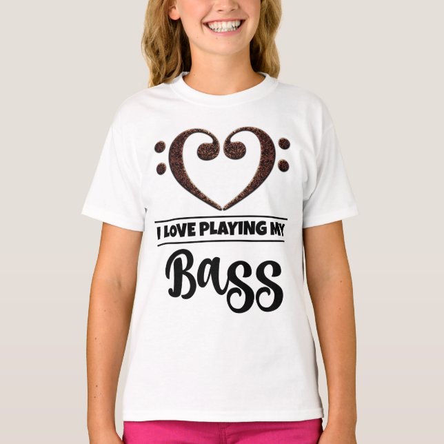 Bass Clef Herz Liebe Bass spielen T-Shirt (Vorderseite)