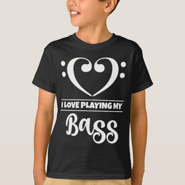 Bass Clef Herz Liebe Bass spielen T-Shirt (Vorderseite)