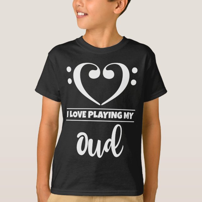 Bass Clef Herz Liebe Oud spielen T-Shirt (Vorderseite)
