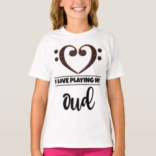 Bass Clef Herz Liebe Oud spielen T-Shirt