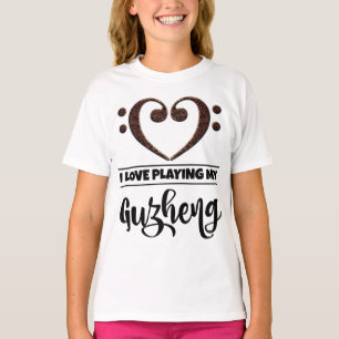Bass Clef Herz Liebe spielen Guzheng T-Shirt
