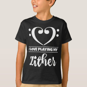 Bass Clef Herz Liebe spielen Zither T-Shirt