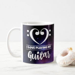 Bass Clef Herz Lila Nebel Liebe Gitarre Kaffeetasse