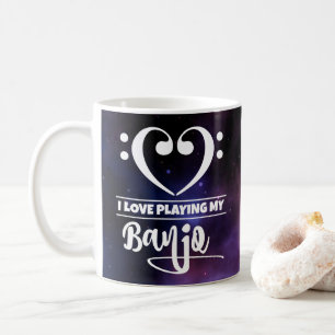 Bass Clef Herz Lila Nebula Liebe Banjo Kaffeetasse