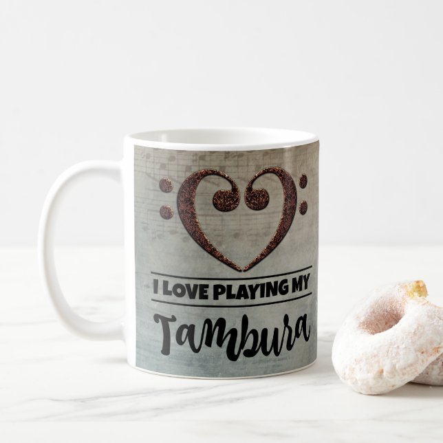Bass Clef Herzlich Vintage Noten Tambura Kaffeetasse (Mit Donut)